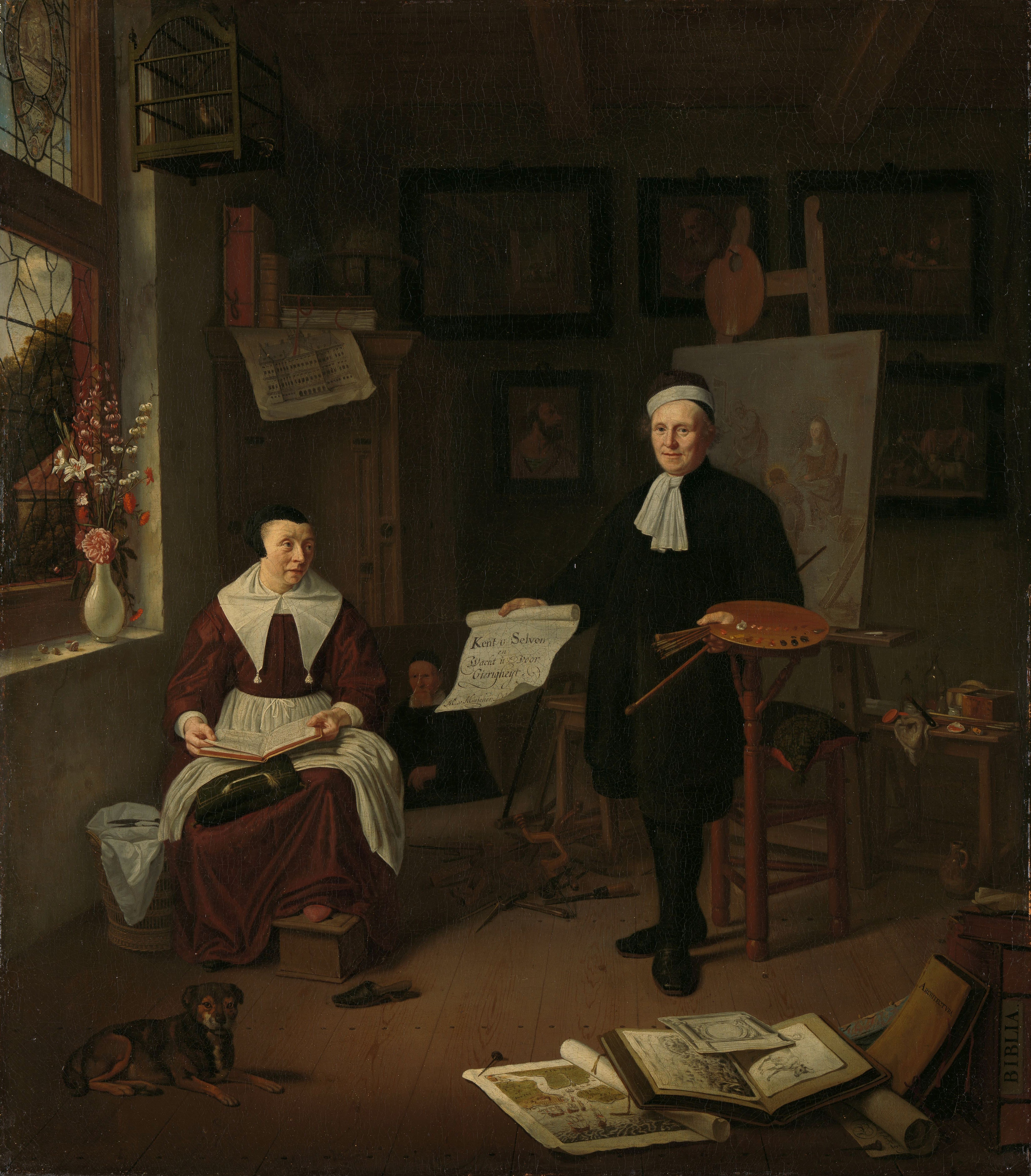 《米歇尔·科曼斯的肖像，书法家、蚀刻师、画家和教师，和他的第三任妻子》