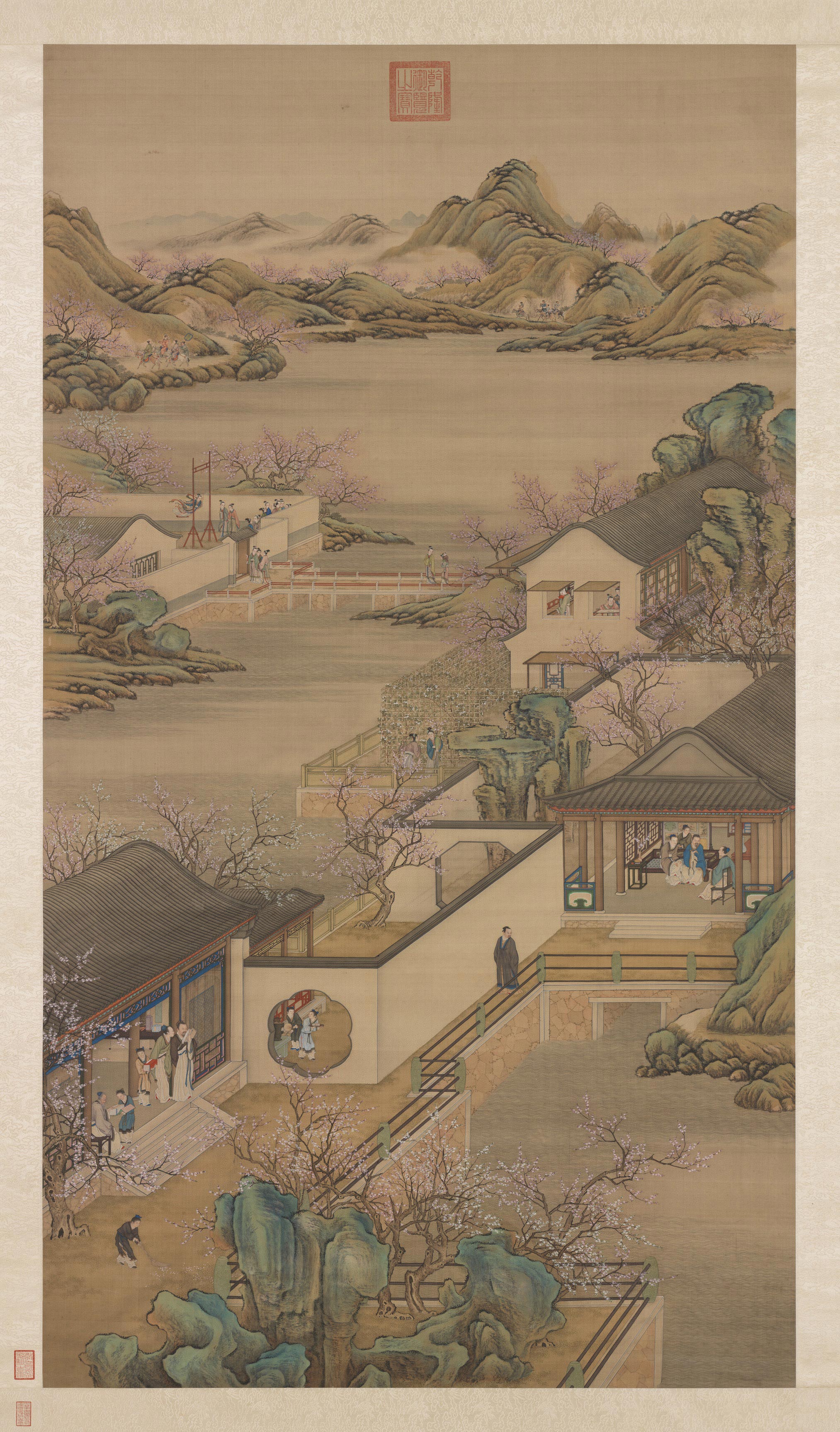清院画十二月令图 二月