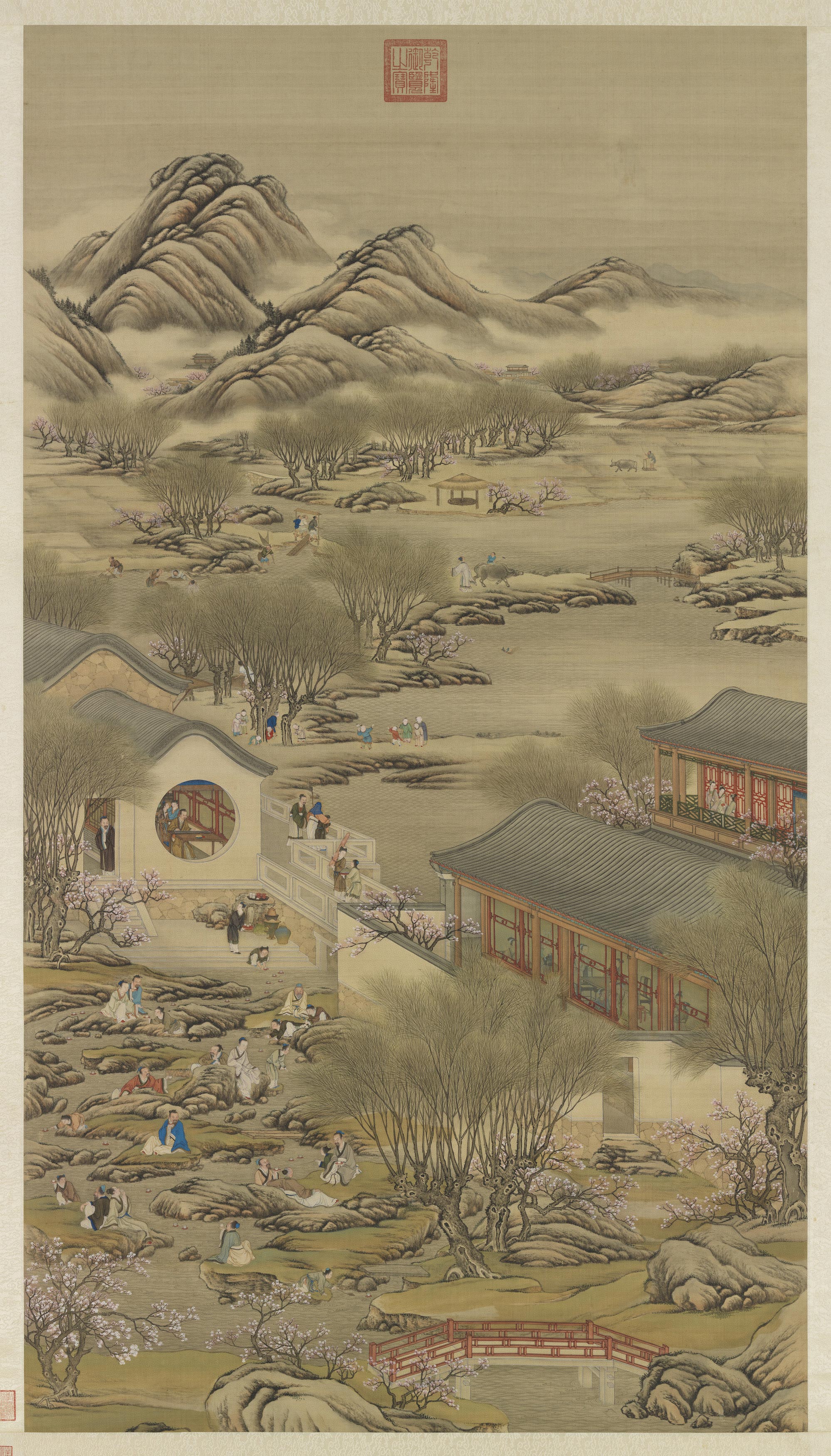 清院画十二月令图 三月