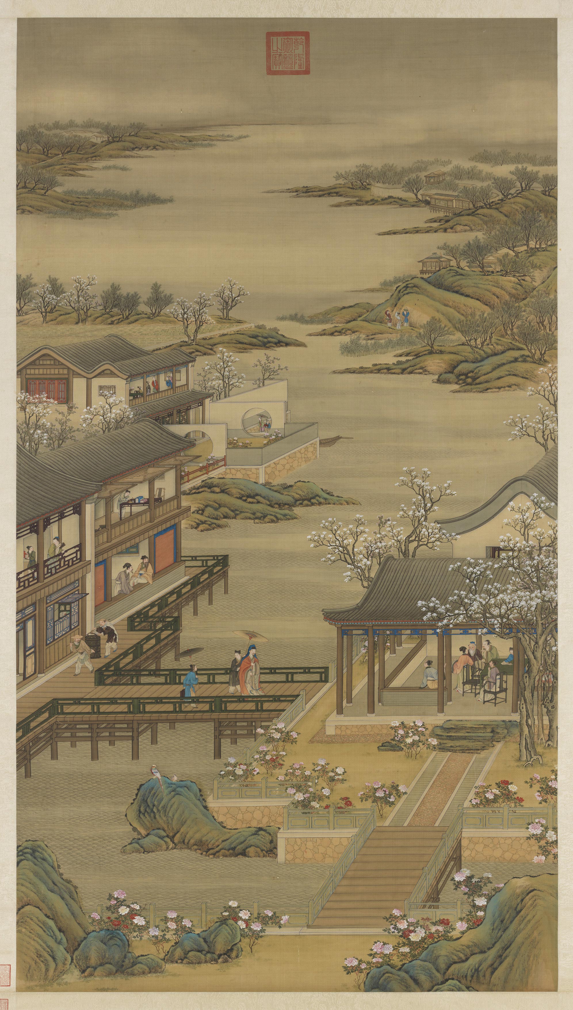 清院画十二月令图 四月