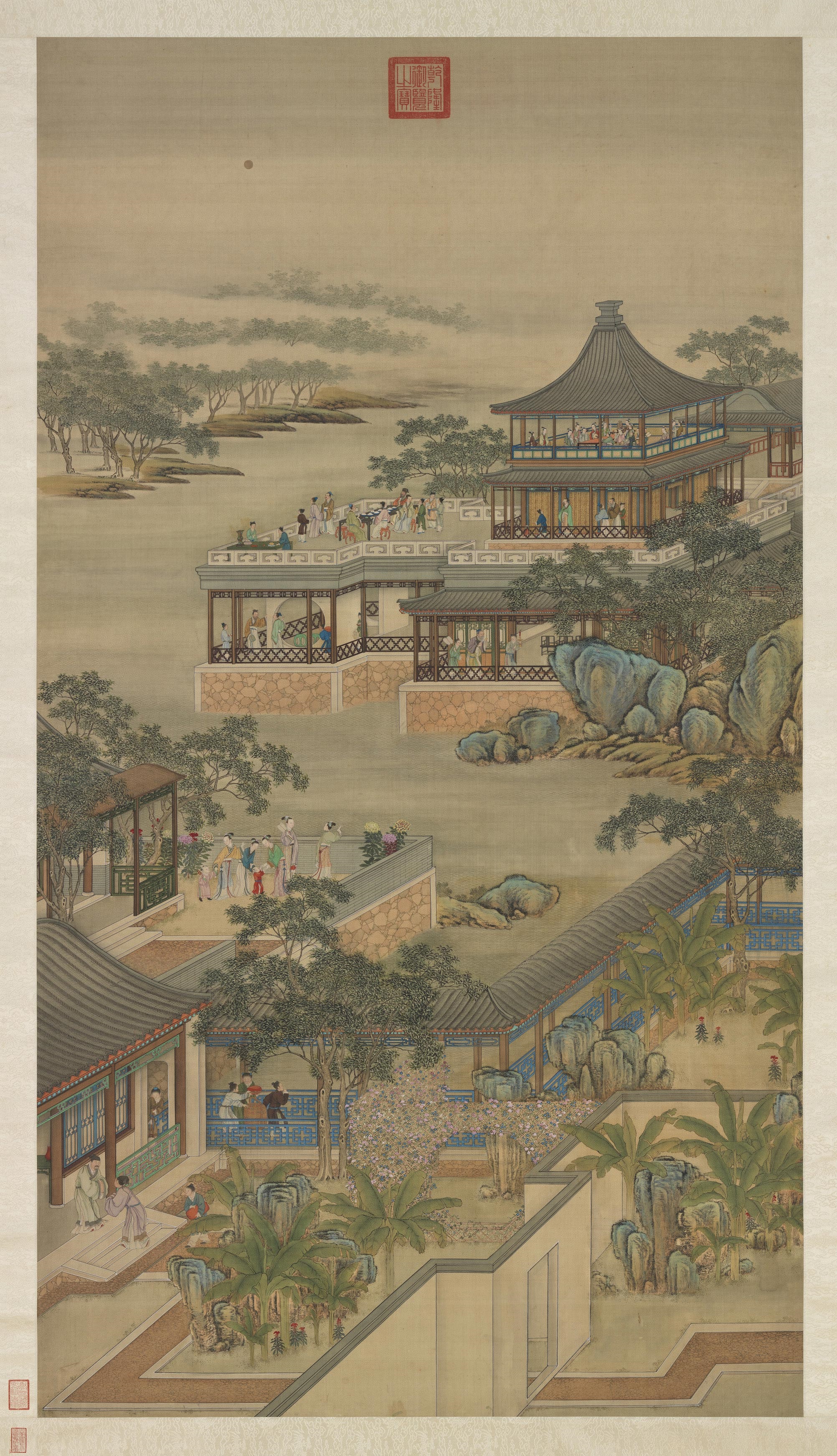 清院画十二月令图 八月